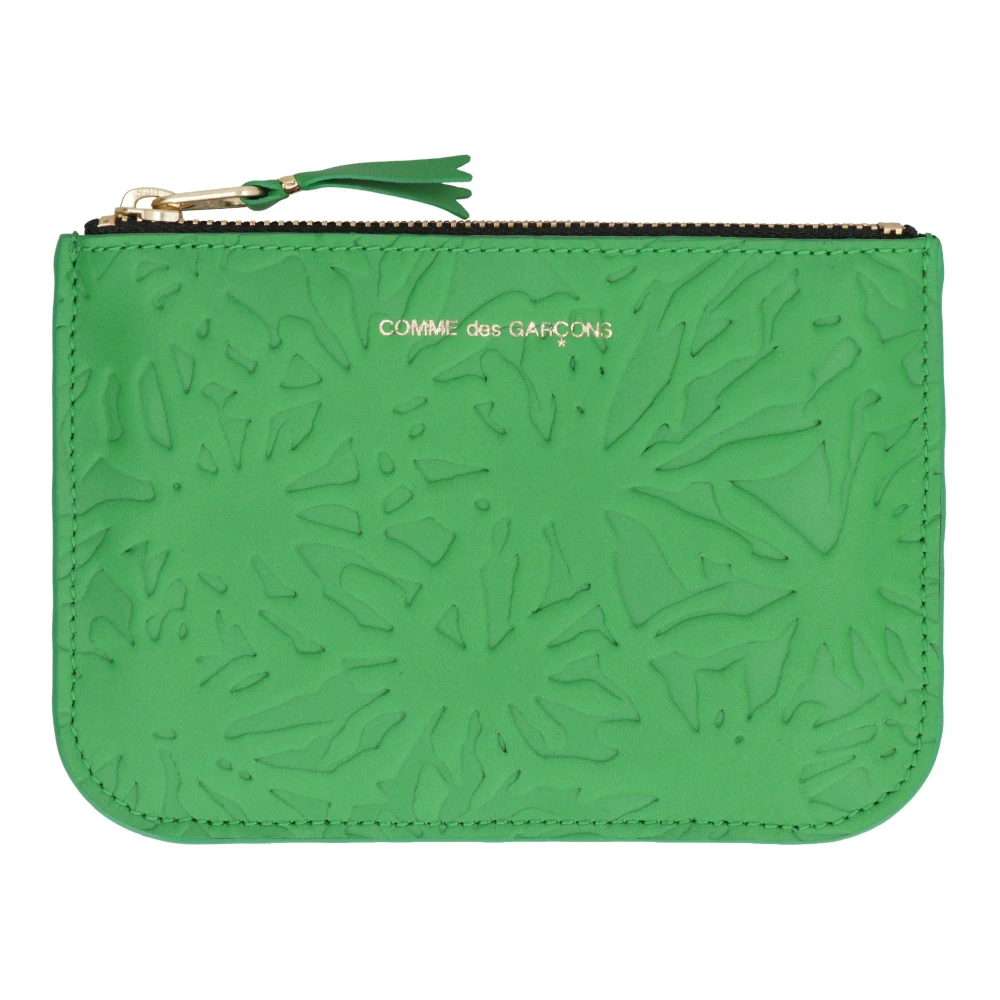 Comme des Garçons Leren Plat Etui met Rits Green Heren