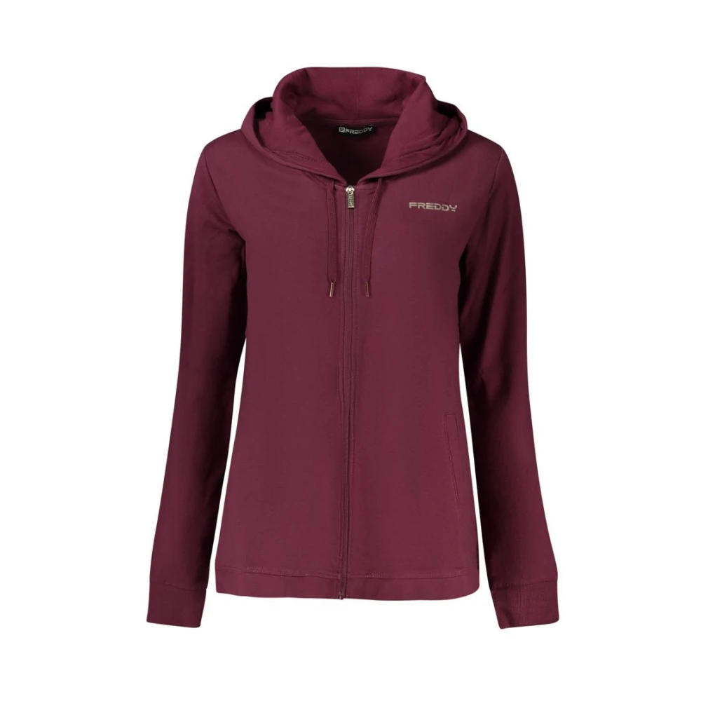 Freddy Women's Red Cotton Sweatshirt - Zip-Throughs - S - Sweatshirts & Hoodies