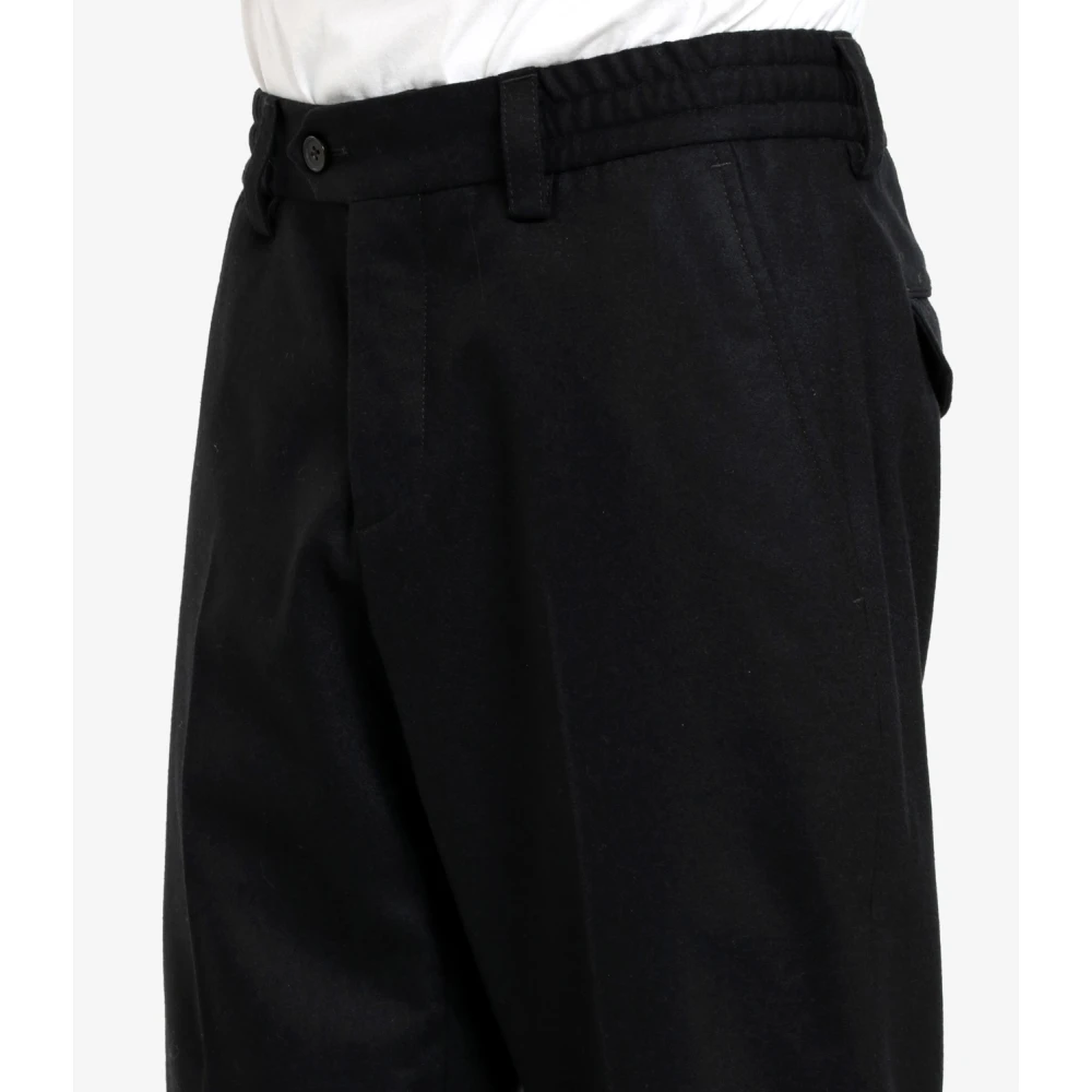 PT Torino Zwarte Wol Kasjmier Flanel Wortelbroek Black Heren
