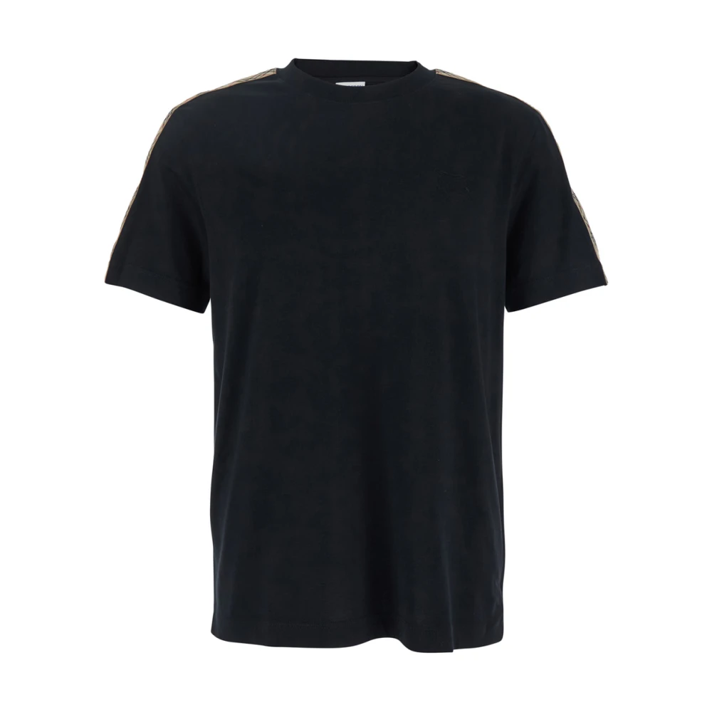 Burberry Ekd Check Cotton T-Shirt - Male - T-Shirts - Black - S - Tops