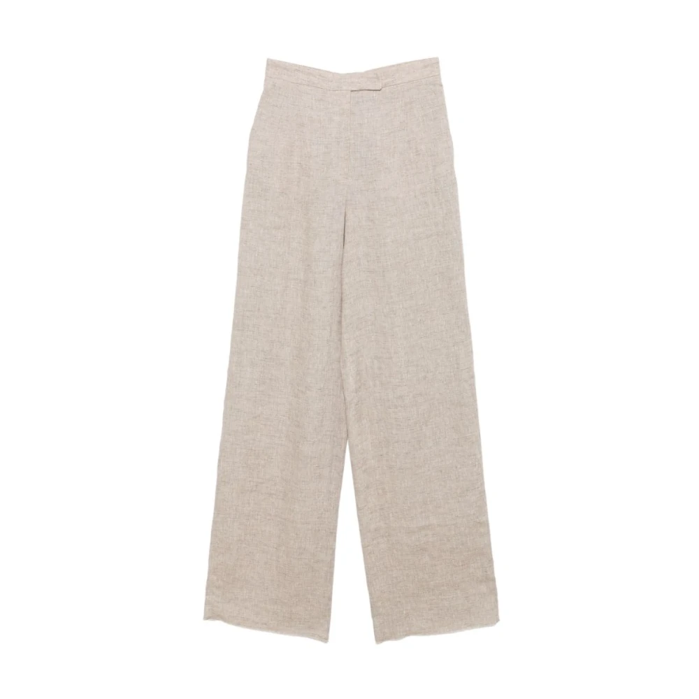 Emporio Armani Vrouw Beige Broeken Dames, L, Leer, Wijde Broek
