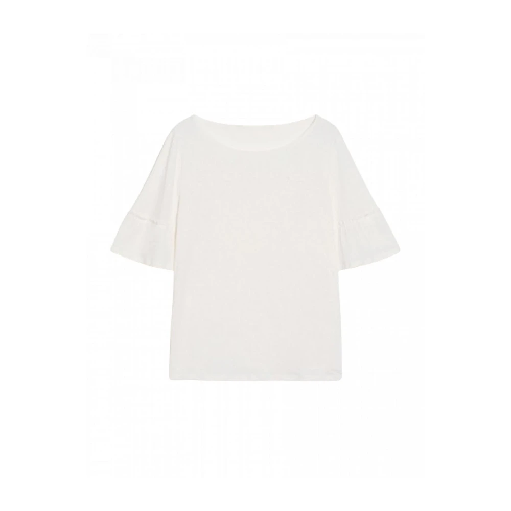 Pennyblack Linnen Jersey T-shirt met Gerimpelde Mouwen White Dames