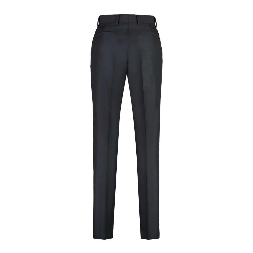 Prada Wollen Broek Haak & Oogsluiting Blue Heren