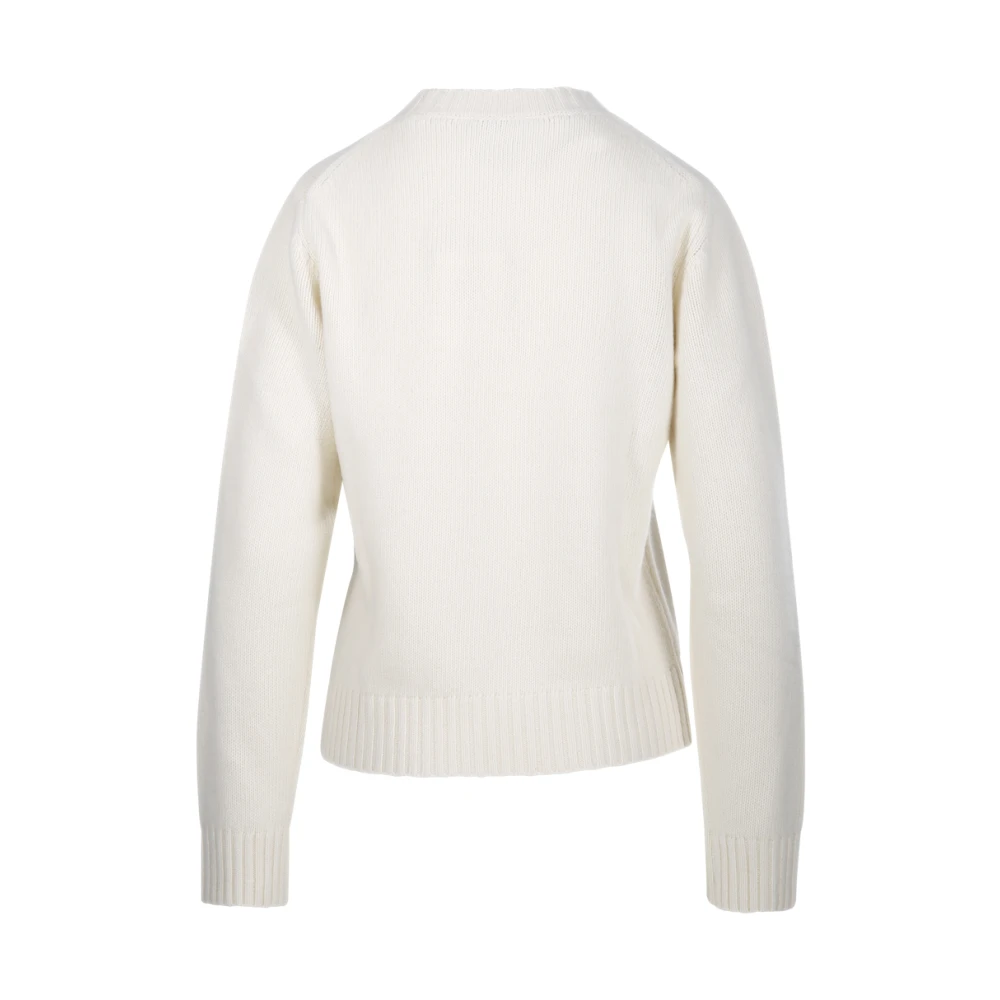Ganni Grafische Zachte Wol O-Hals Trui Beige Dames