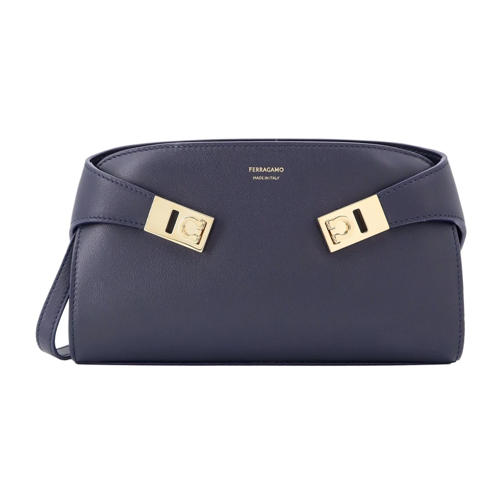 Salvatore Ferragamo Blauwe Leren Schoudertas met Rits Blue Dames