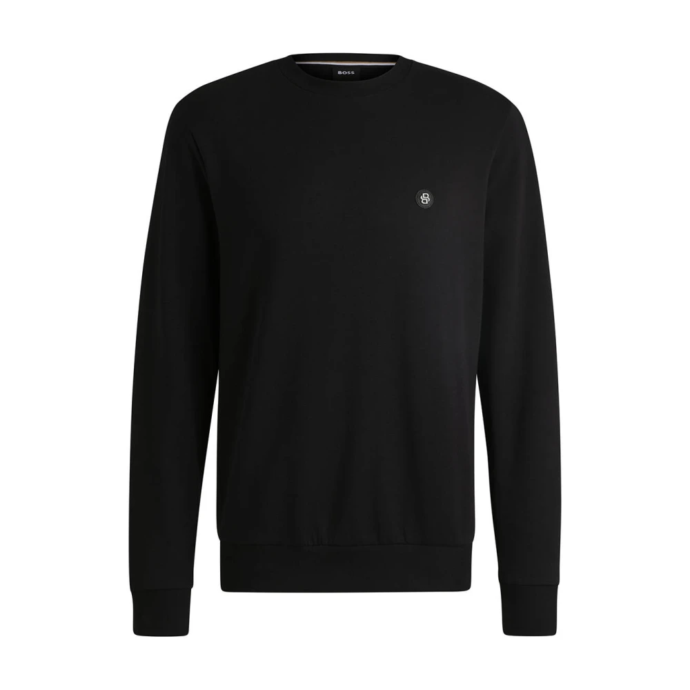 Hugo Boss Zwarte Katoenen Sweater met Ronde Hals Black Heren