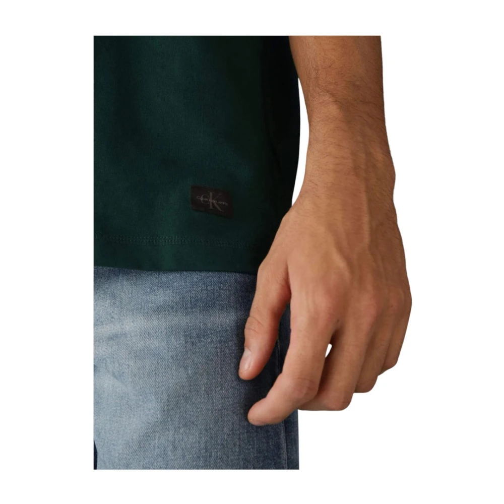 Calvin Klein Groene Relaxte Geweven Label T-shirt Green Heren
