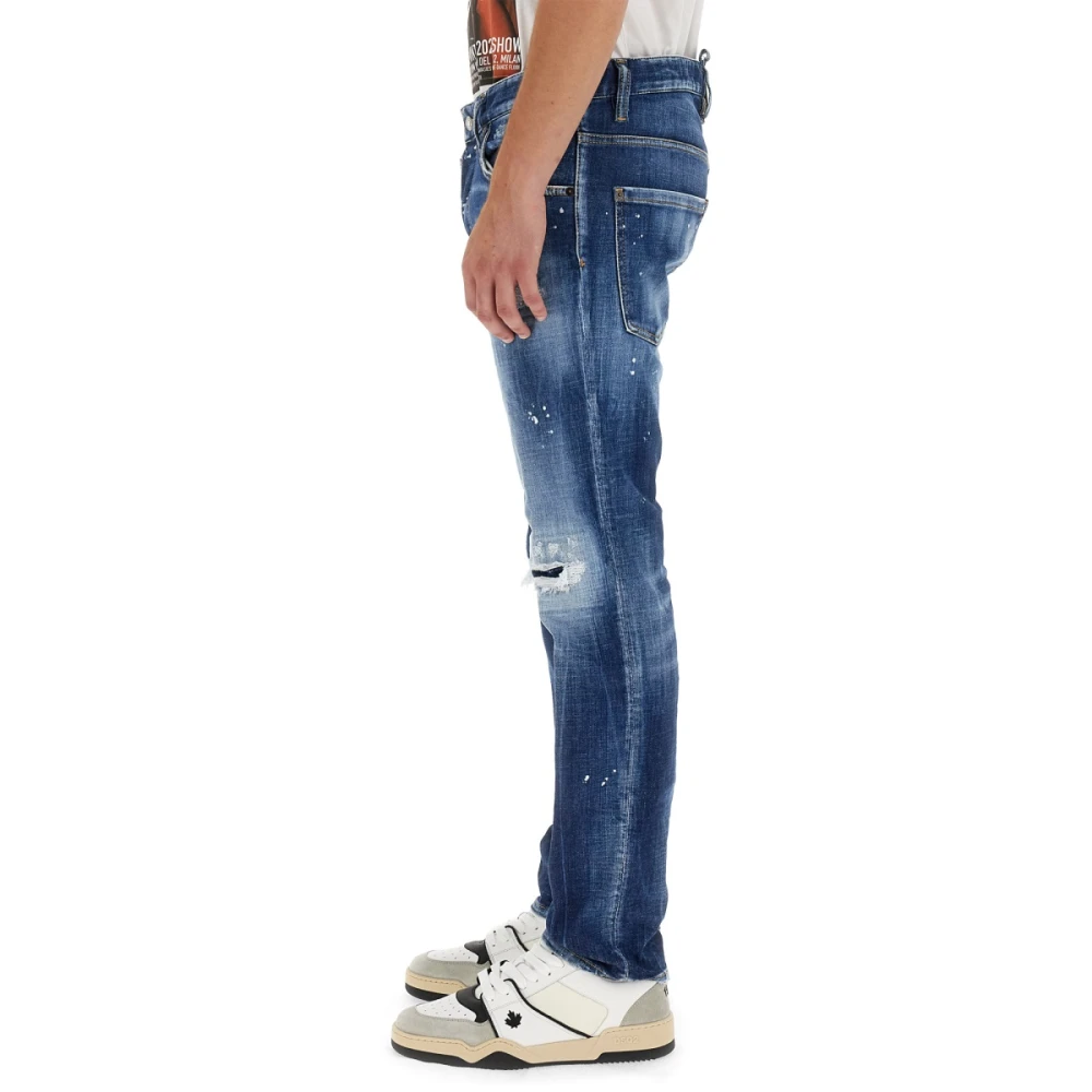 Dsquared2 Patentleren effect Regular Fit Jeans Blue Heren