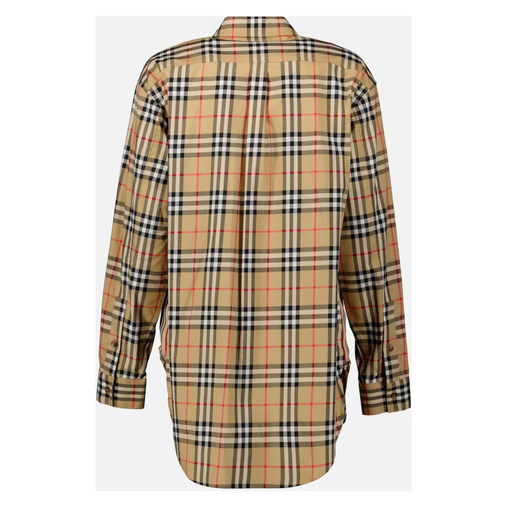 Burberry Geruite Klassieke Overhemd Vintage Print Beige Dames