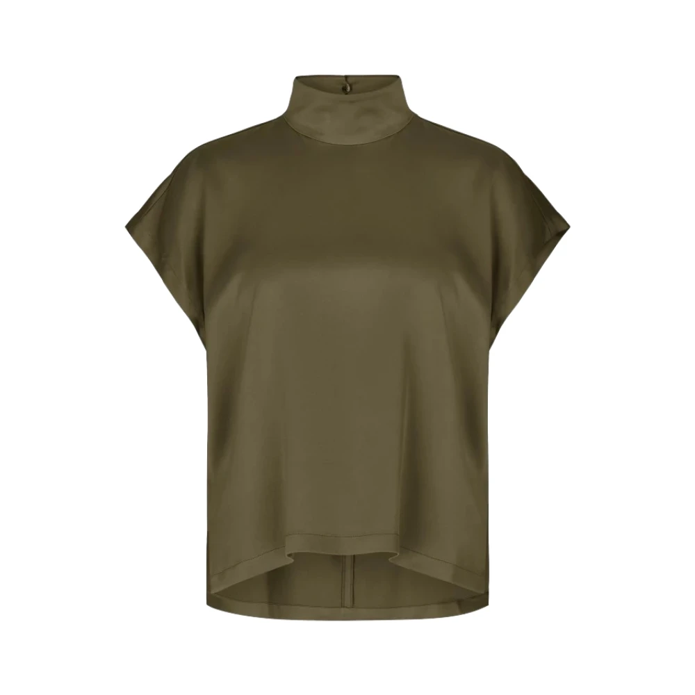 Drykorn Khaki Groen Blouseshirt met Opstaande Kraag Gray Dames