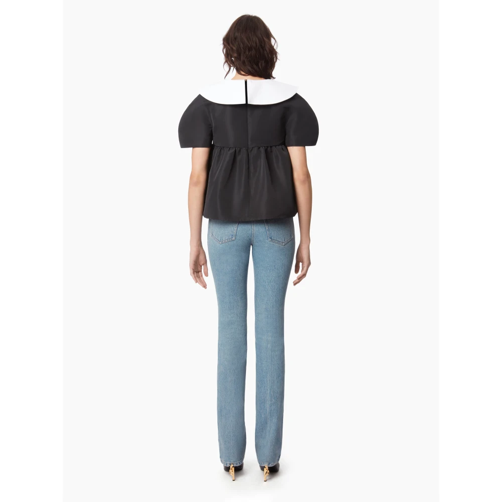 Nina Ricci Zwarte Taffeta Babydoll Top Black Dames