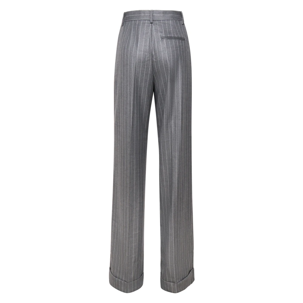 Andamane Pinstripe High Waist Trousers Grey White Gray Dames