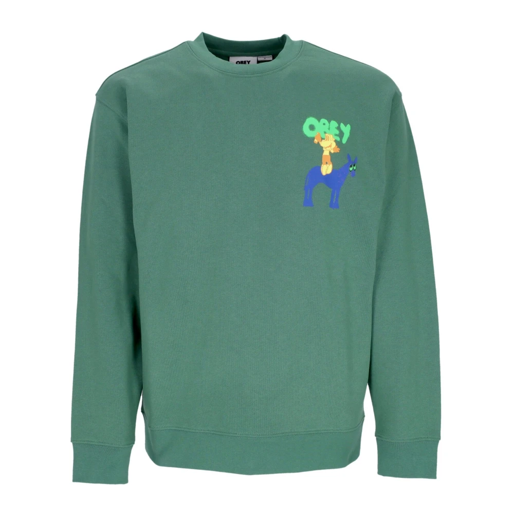 Obey Palm Leaf Lichtgewicht Crewneck Sweatshirt Green Heren