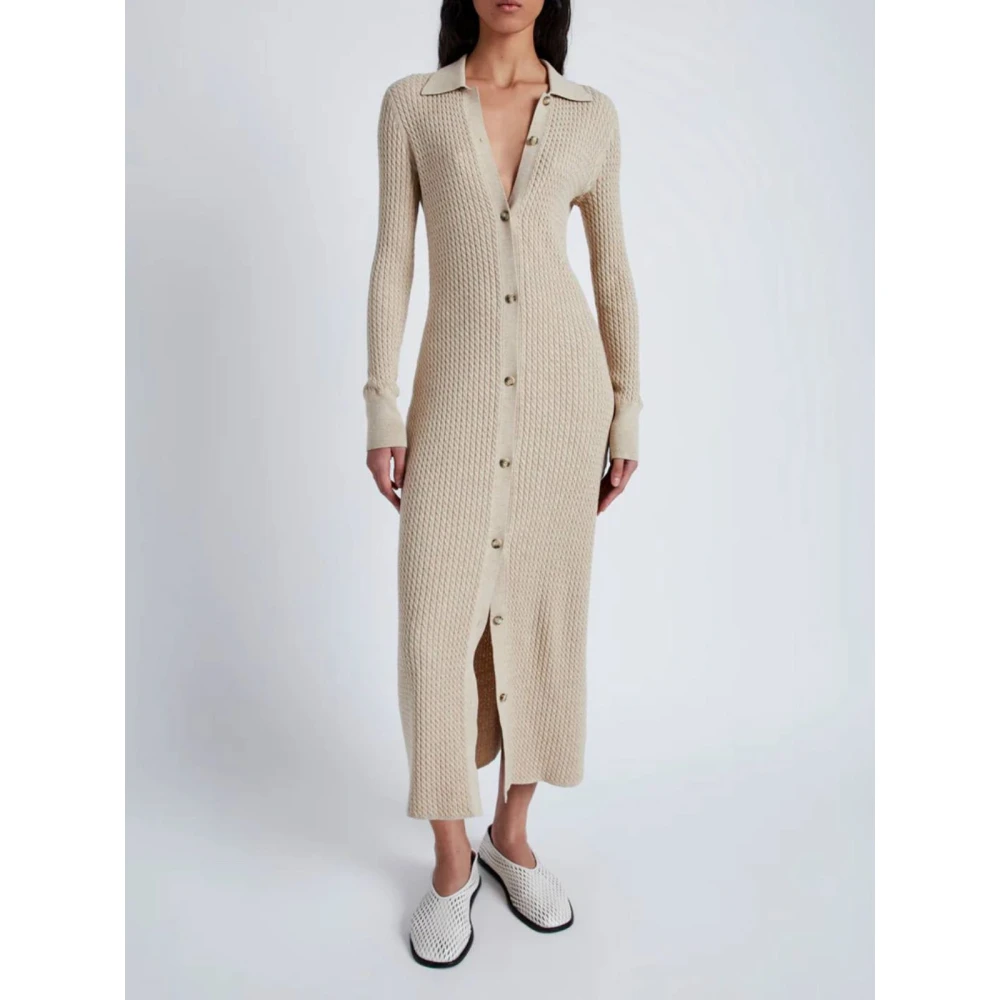 Proenza Schouler Elegante Kabeltrui Jurk Beige Dames