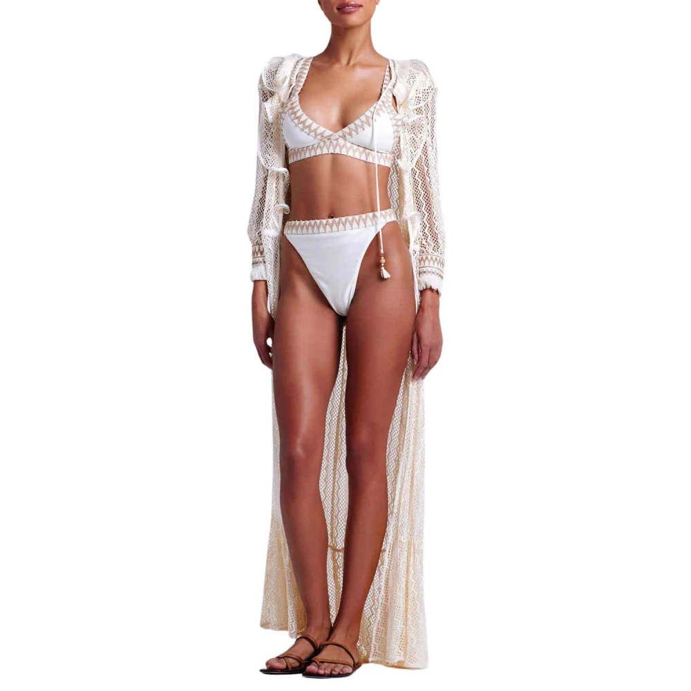 Patbo Elegante Kant Kimono met Ruches White Dames