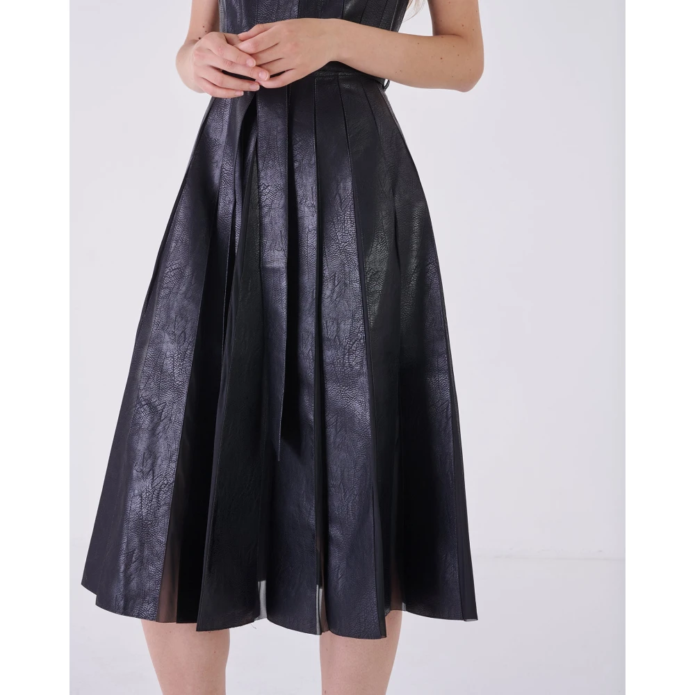Silvian Heach Midi Leren Effect Jurk Black Dames