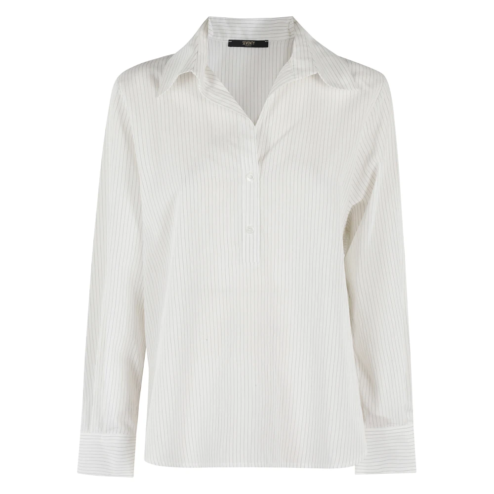 Seventy Rutig Poplin Skjorta White, Dam