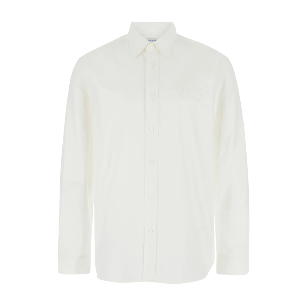 Burberry Klassiek Wit Overhemd met Logo Borduursel White Heren