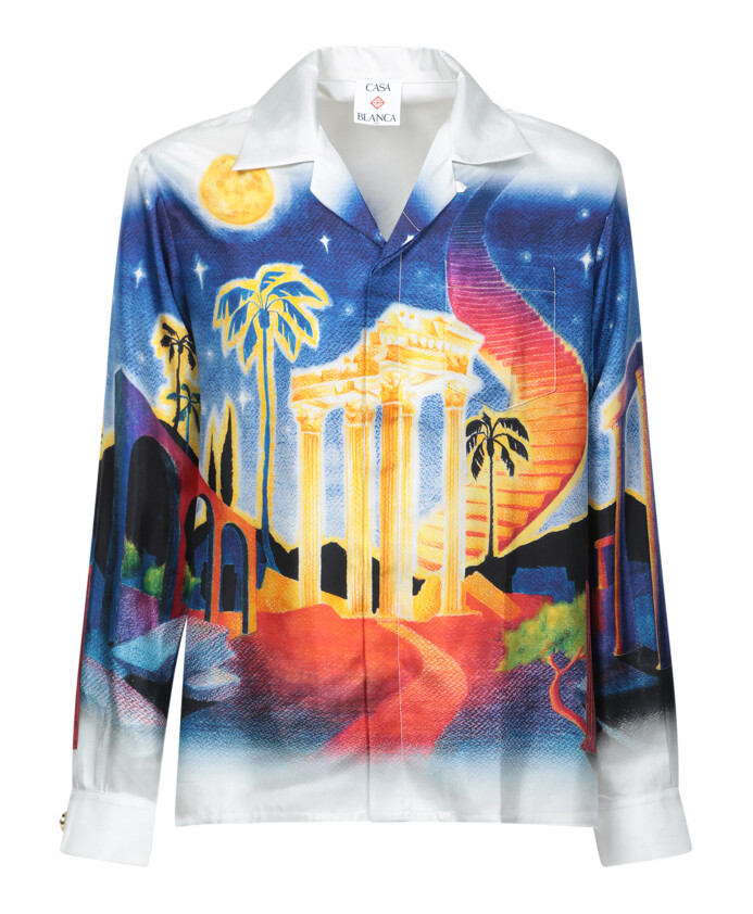 chemise-bleue-a-imprime-graphique