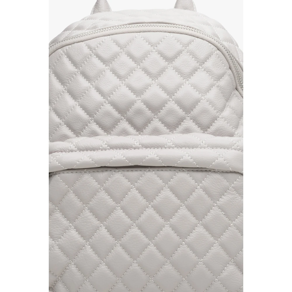 Estro Dames Lichtbeige Rugzak gemaakt van Gewatteerd Echt Leer Er00111253 Beige Dames