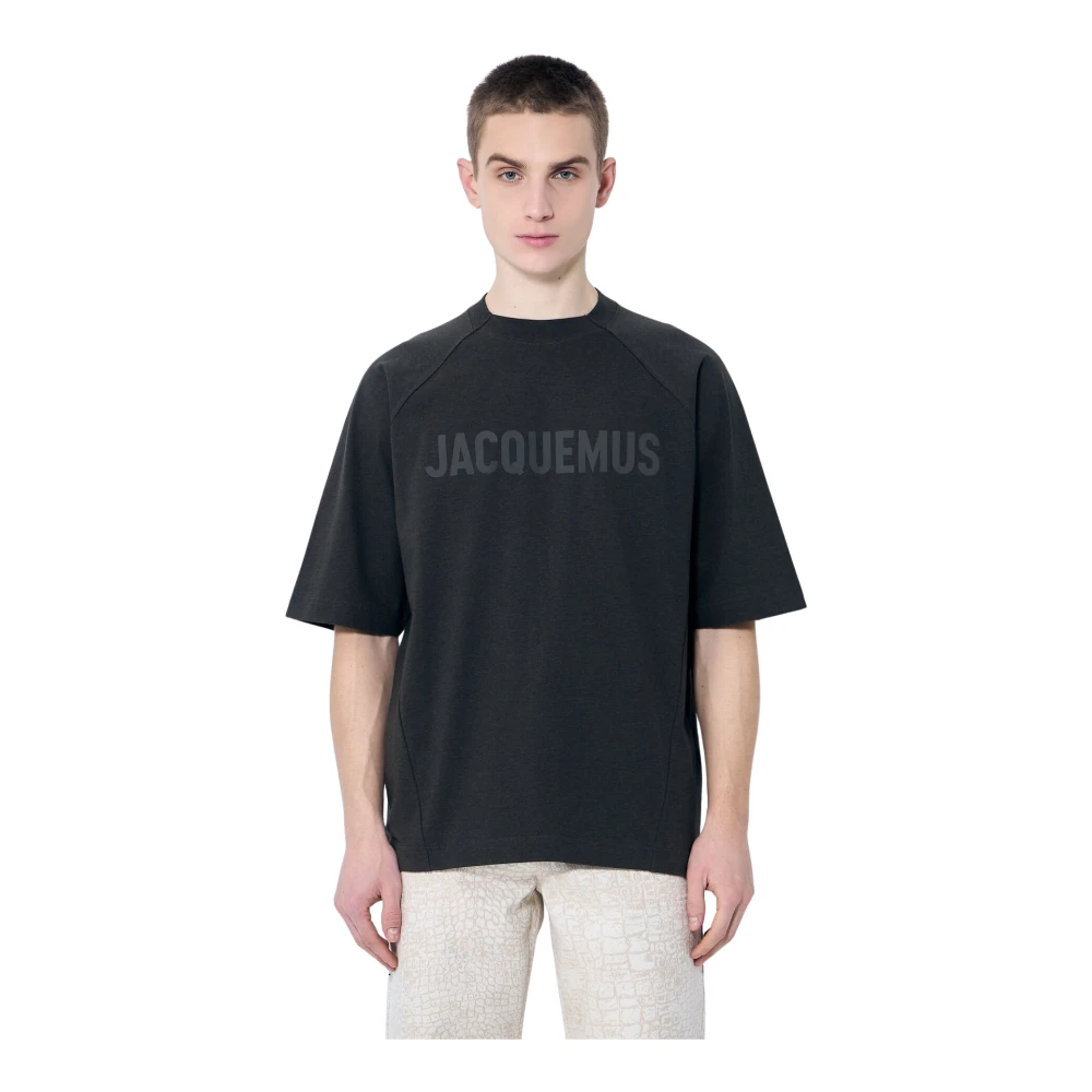 Jacquemus Logo Motief Katoenen T-shirt Brown Heren