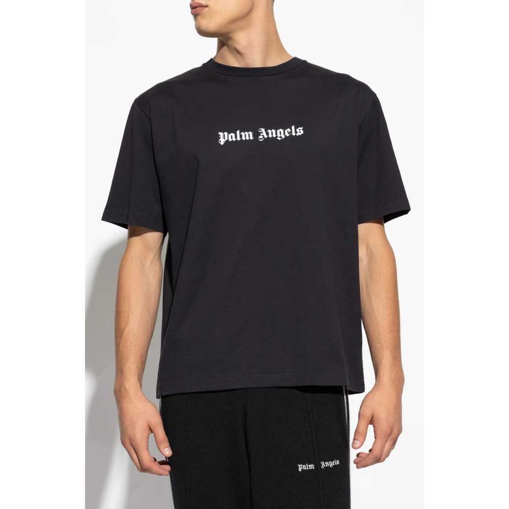 Palm Angels T-shirt met logo Black Heren