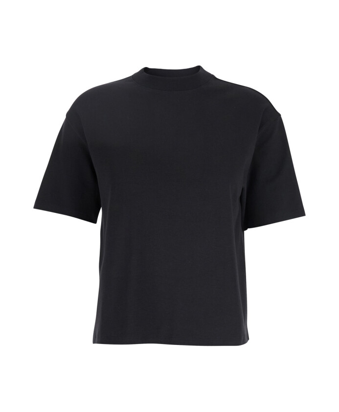 pull-col-rond-noir-manches-courtes-coton