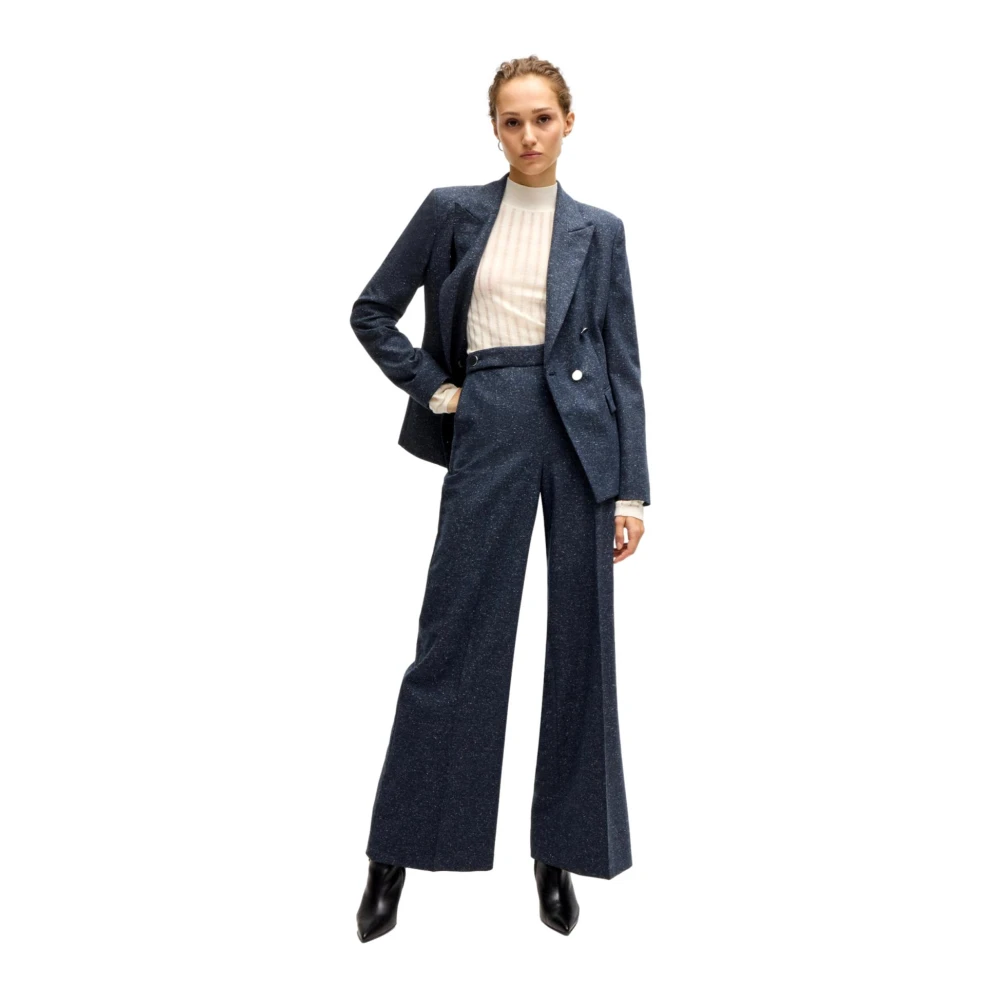 Hugo Boss Blauwe Broek van Wolmix Tupita Model Blue Dames