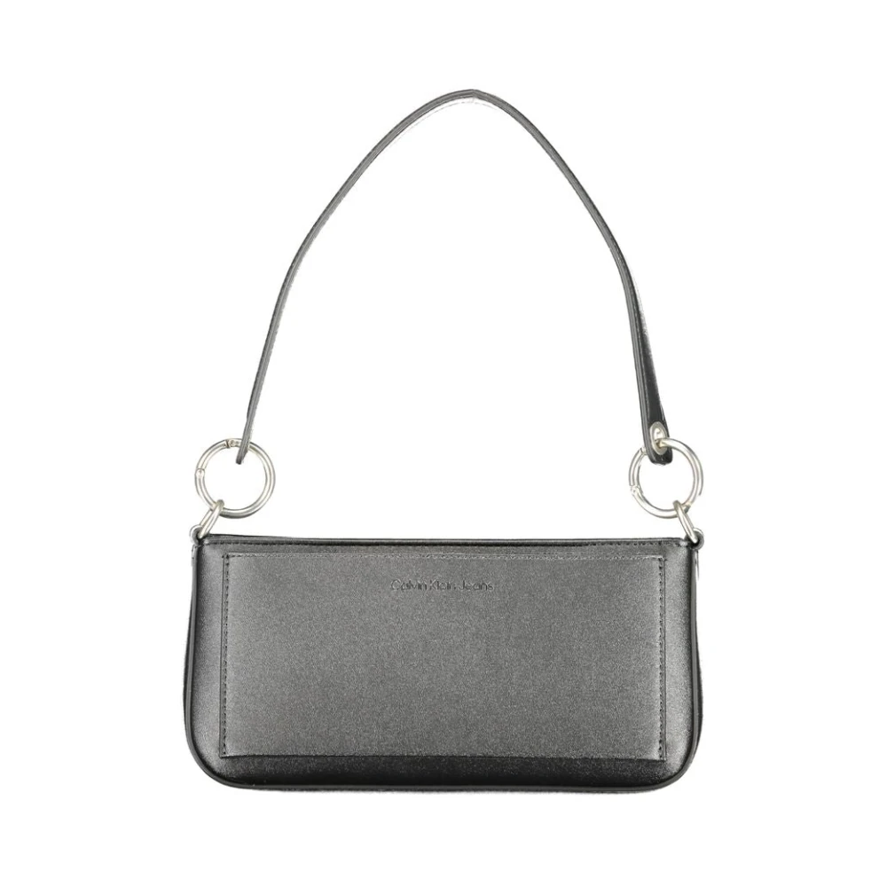 Calvin Klein Zwarte polyethyleen schoudertas met contrastdetails Black Dames