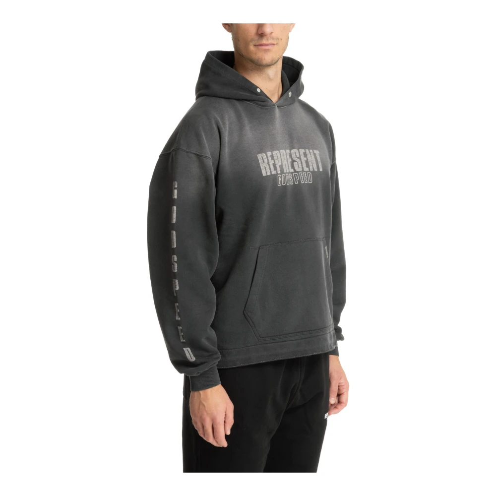 Represent Drukknoop Patroon Logo Zak Hoodie Black Heren