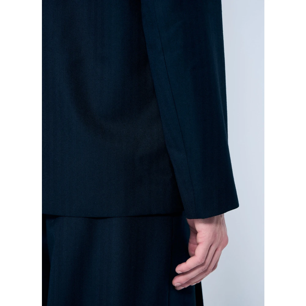Dries Van Noten Wollen getailleerd jasje met ingesneden revers Blue Heren
