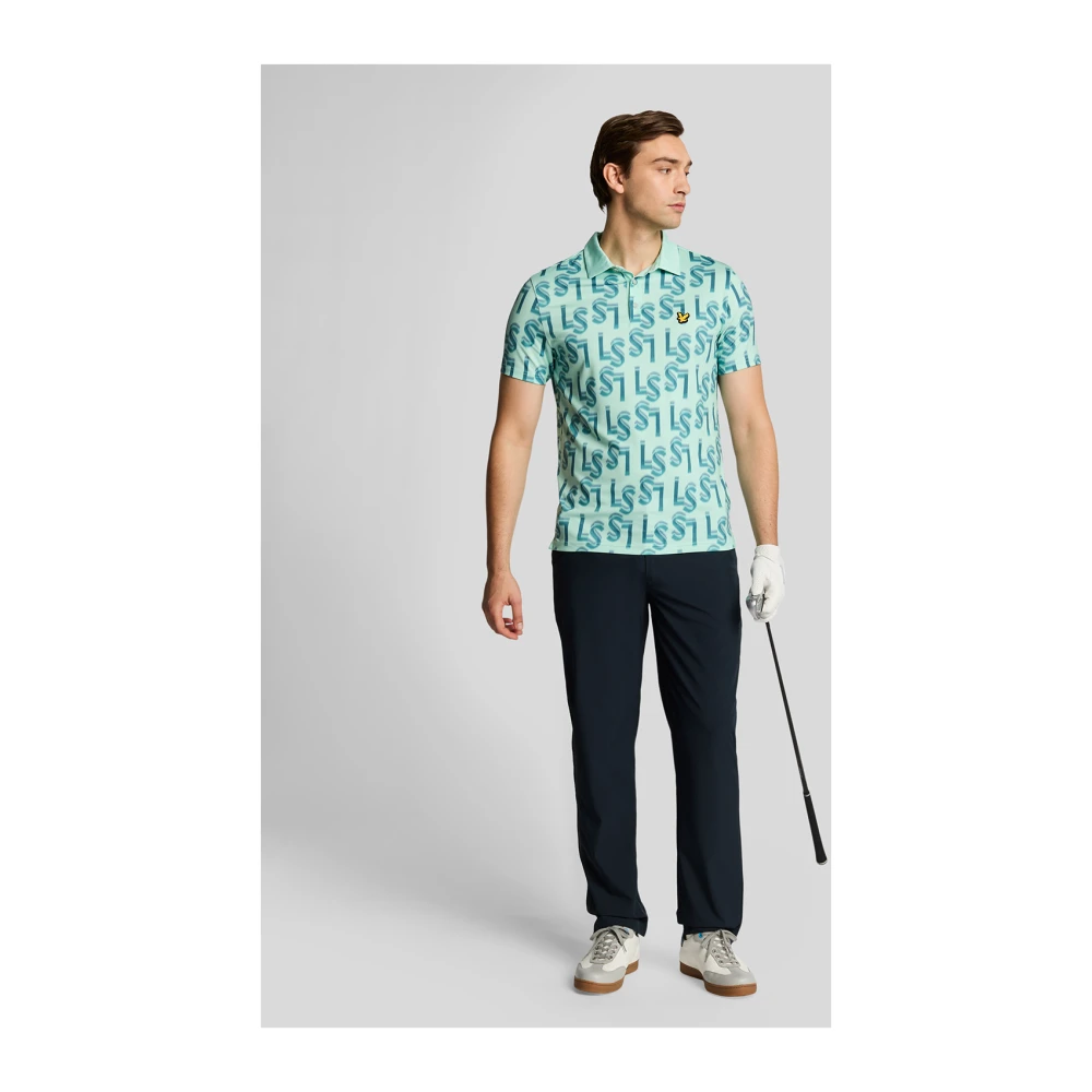 Lyle & Scott SS Polo Shirts LS Monogram Bedrukt Poloshirt Blue Heren