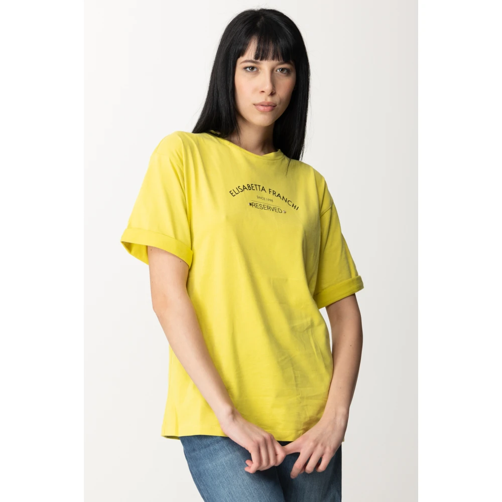Elisabetta Franchi Gele Sweaters met Opgestikte Mouwen Yellow Dames
