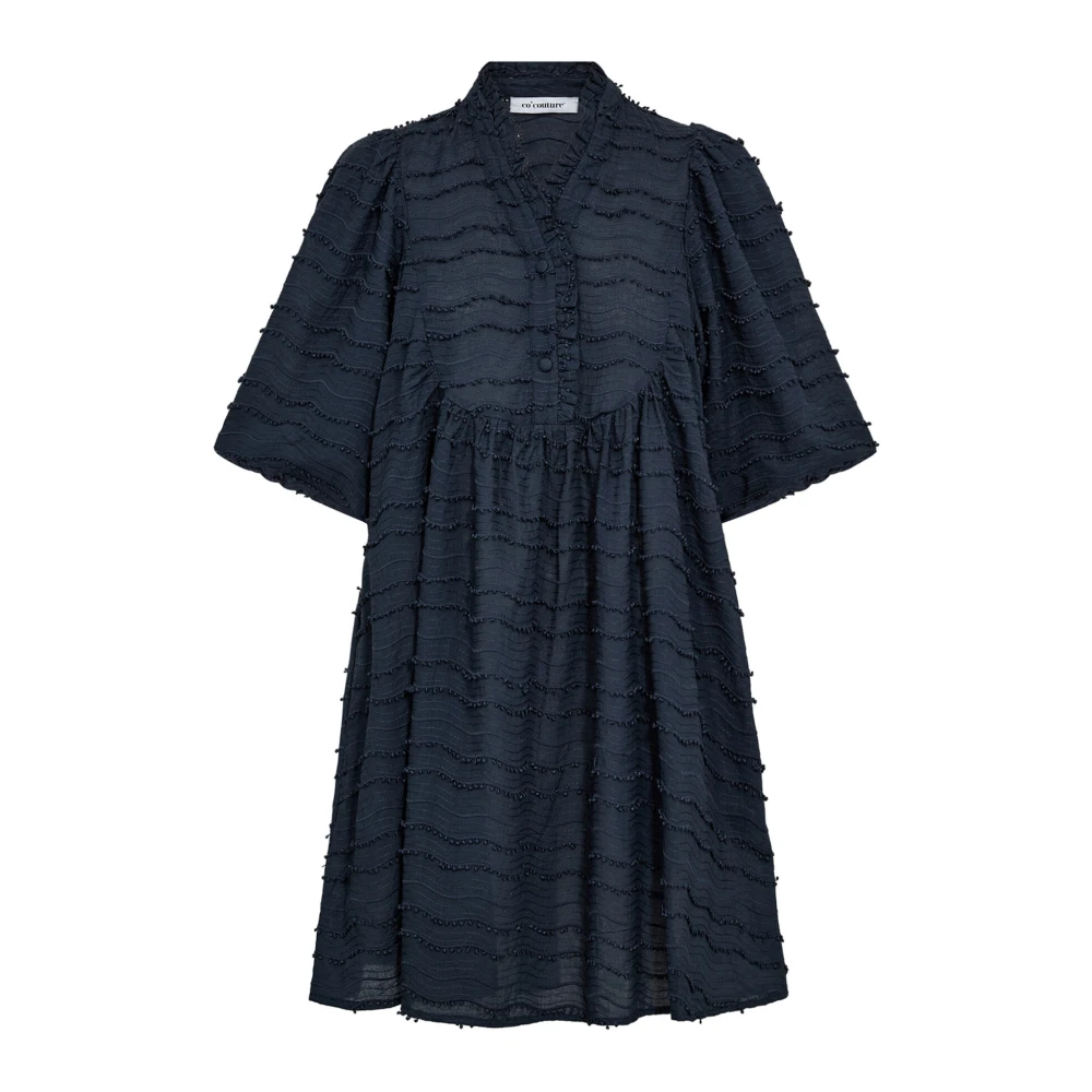 Co'Couture Midi Puff Jurk met Geborduurde Details Blue Dames