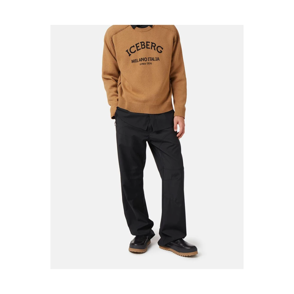 Iceberg Trui met ronde hals en logo Brown Heren