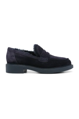 Marinblå Mocka Penny Loafers