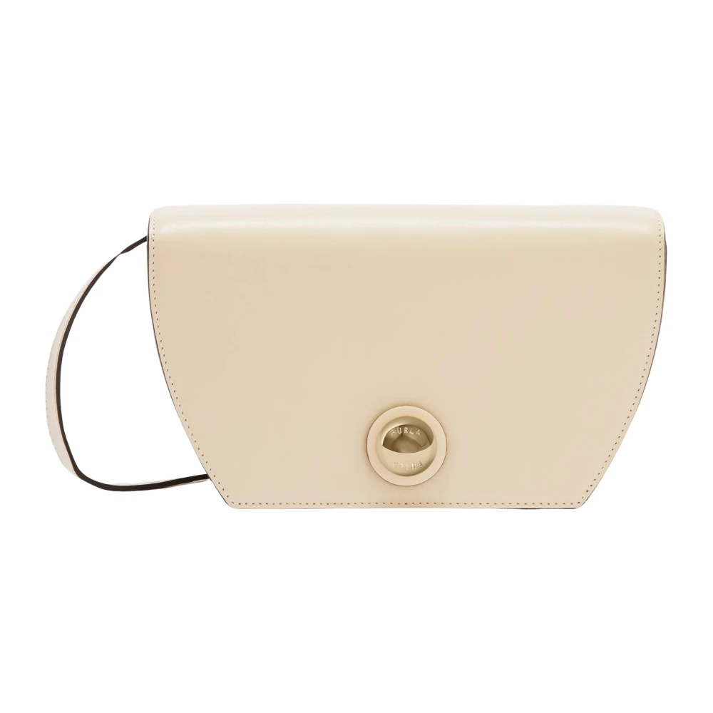 Furla Geometrische Crossbody Tas met Bolvormige Sluiting Beige Dames