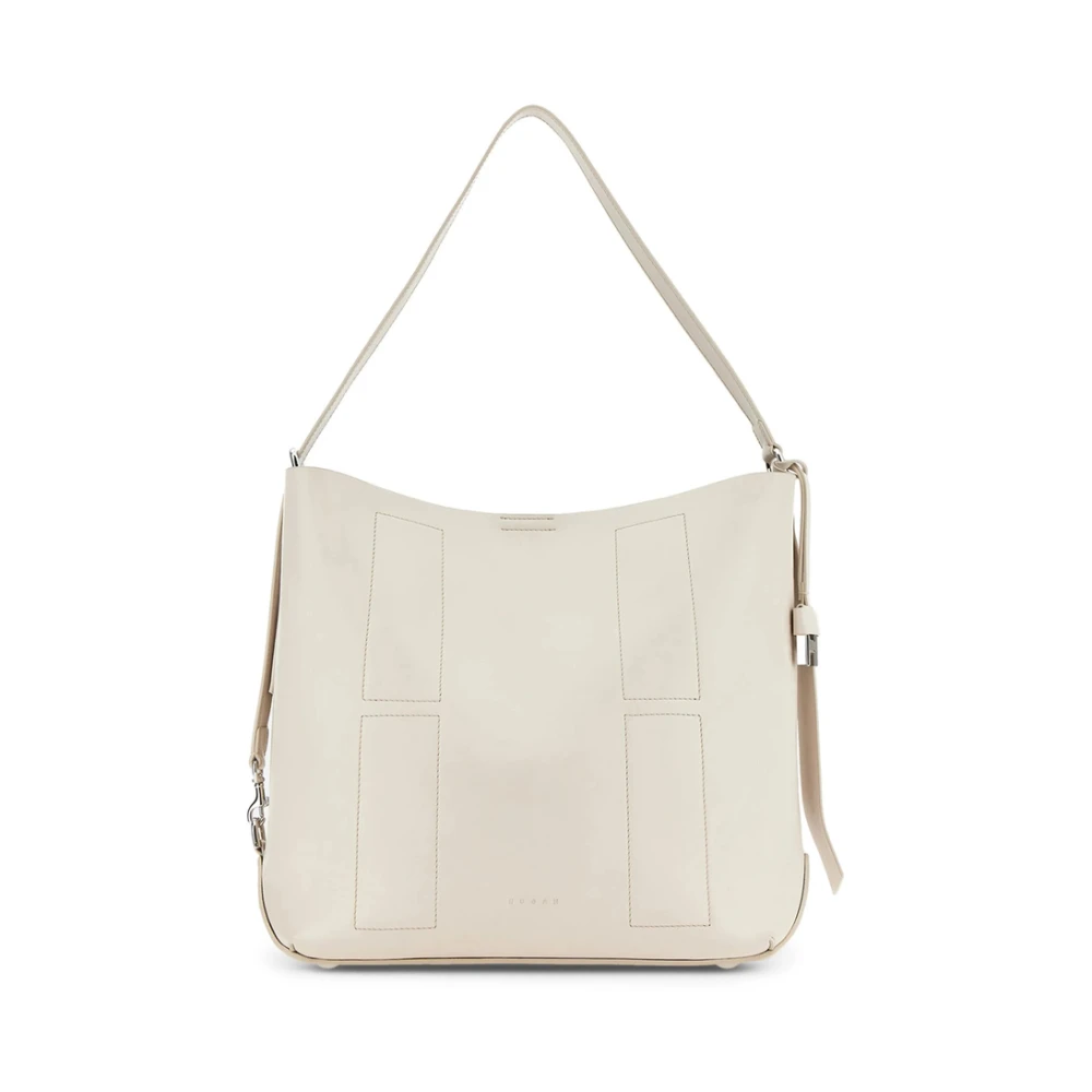 Hogan Witte Leren Schoudertas met Magnetische Sluiting White Dames