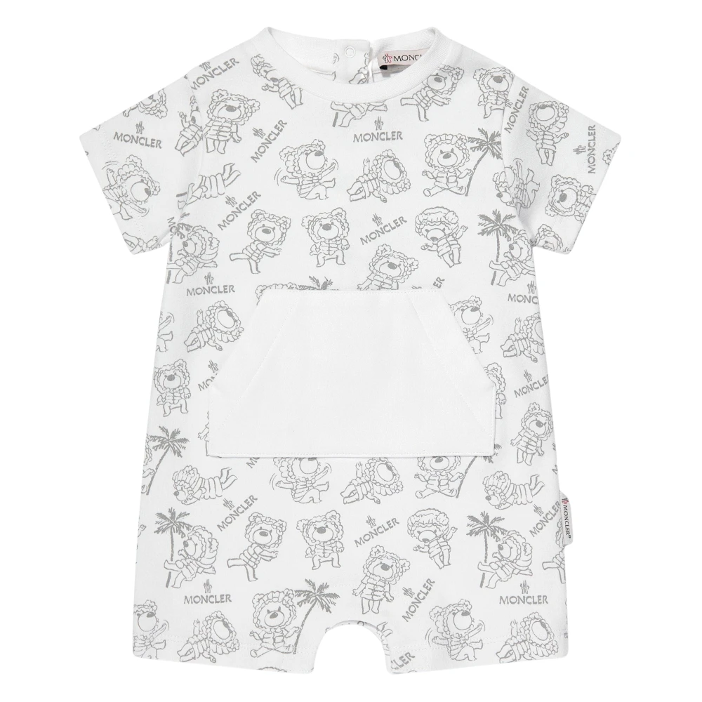 Moncler Unisex Kids Gray Bodies & Sets, 9 M, Baby Bear Logo Romper In White