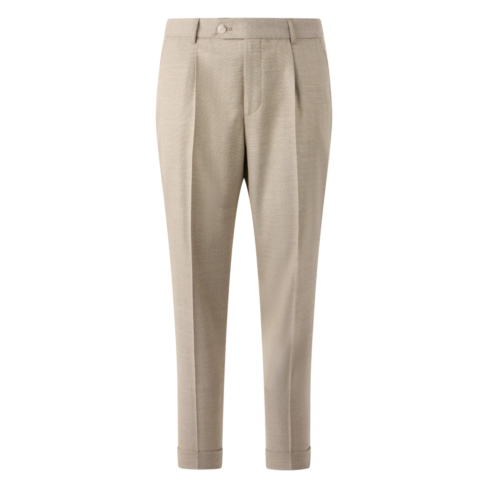Hugo Beige Linen Trousers - Male - Slim-Fit Trousers - L - Trousers