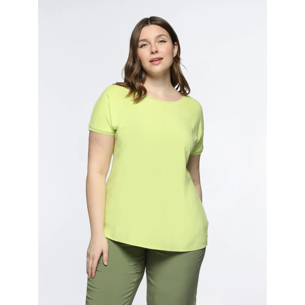 Fiorella Rubino T-shirt met Lurex-boorden en twee stoffen Yellow Dames