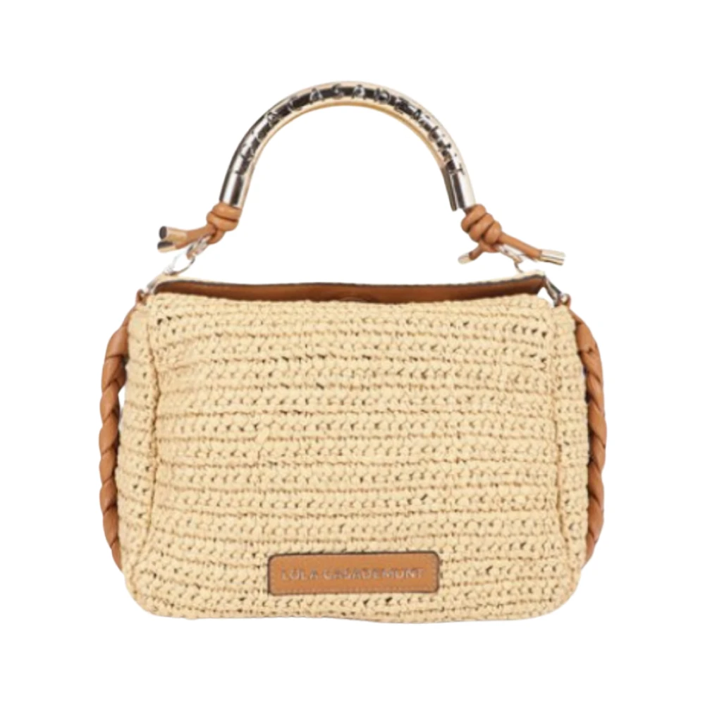 Lola Casademunt Beige Raffia-Effect Contrast Crossbody Bag - Female - Mini Bags - One Size - Bags