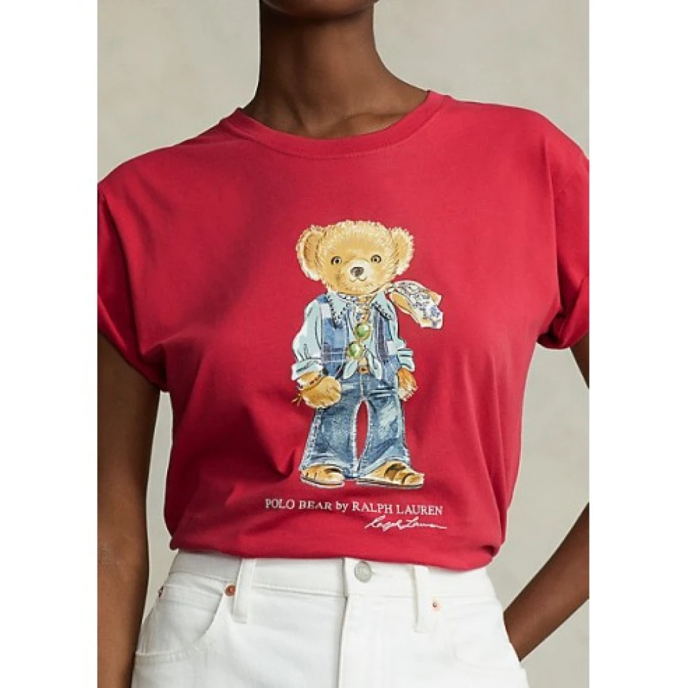 Polo Ralph Lauren Polo Bear Cowboy T-shirt Red Dames