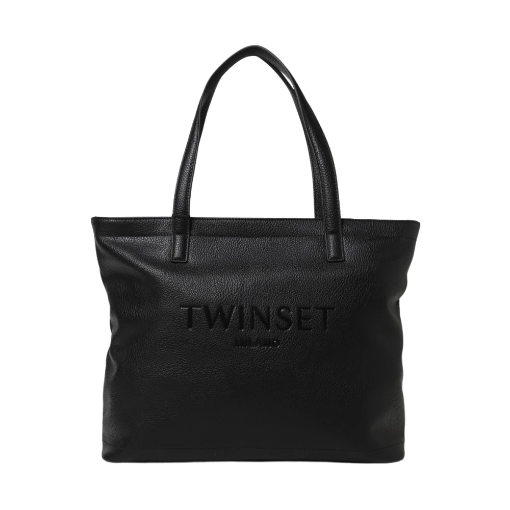 Twinset Logo Lettering Tote Tas Black Dames