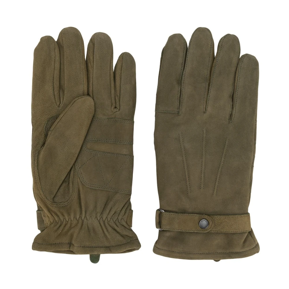 Barbour Groene Suède Instap Gestikte Handschoenen Green Heren