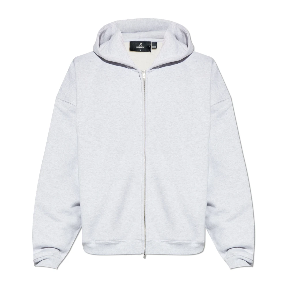 Represent Men's Gray Zip-Throughs, Xl, Initial Boxy Zip Through Hoodie