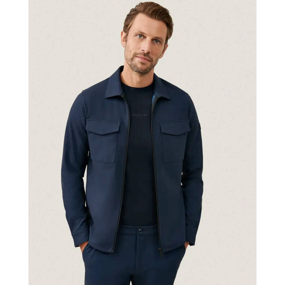 Cavallaro Elegant Zivoli Overshirt Blue Heren