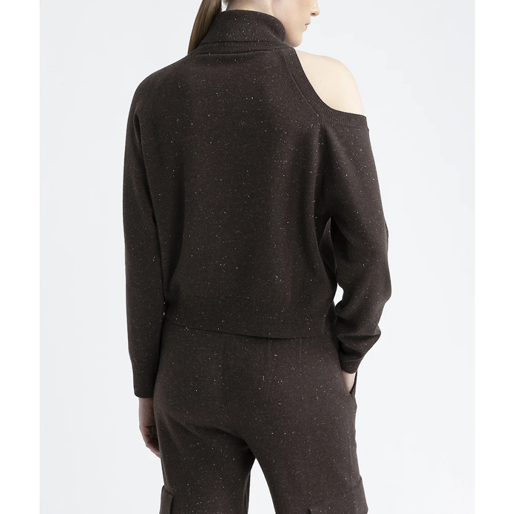 PESERICO Wol kasjmier en lurex vest Brown Dames