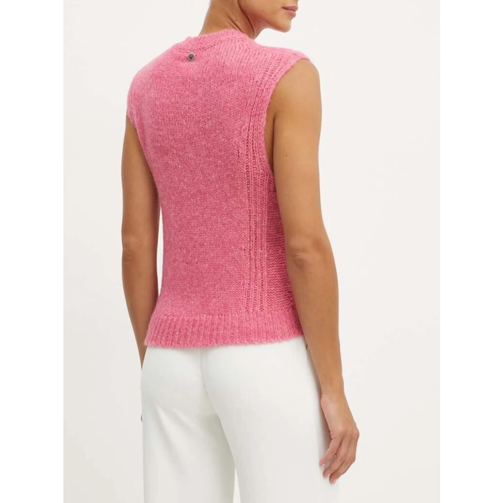 Actitude Veelzijdige Wollen Blend Ribgebreide Trui Pink Dames