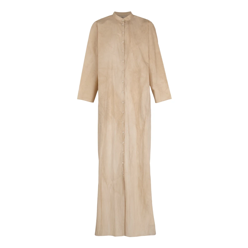 Cortana Vrouw Beige Overhemdjurk Met Mao-Kraag